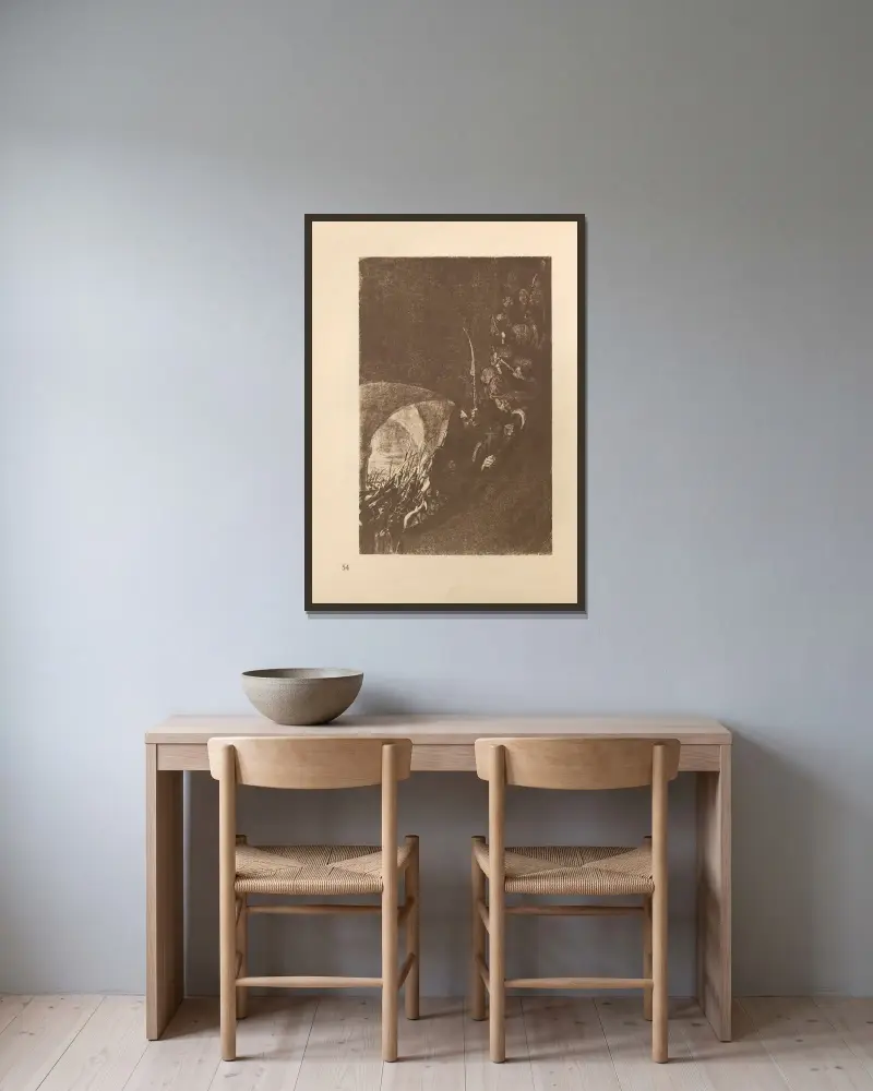 Tillhörande 'Bondekriget', 1925 – nr 11 av Käthe Kollwitz inramad på en vägg