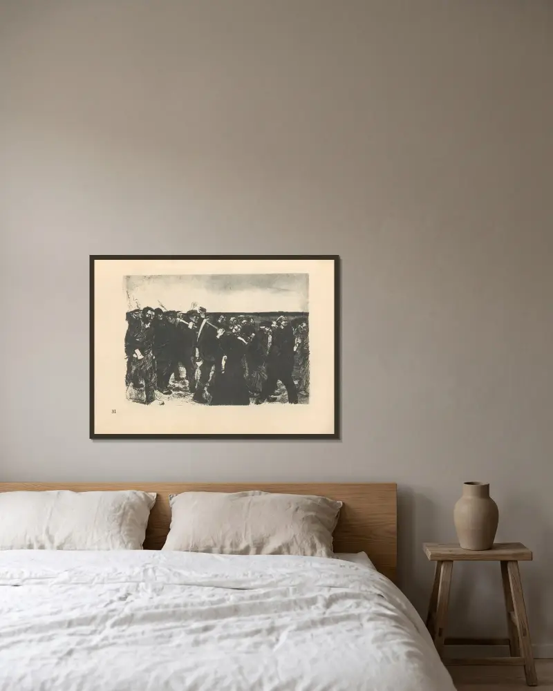 Zum ’Weberaufstand’ gehörig, 1925 – Nr. 3 von Käthe Kollwitz gerahmt an einer Wand
