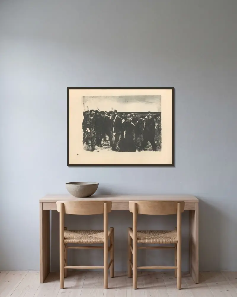 Zum ’Weberaufstand’ gehörig, 1925 – Nr. 3 von Käthe Kollwitz gerahmt an einer Wand