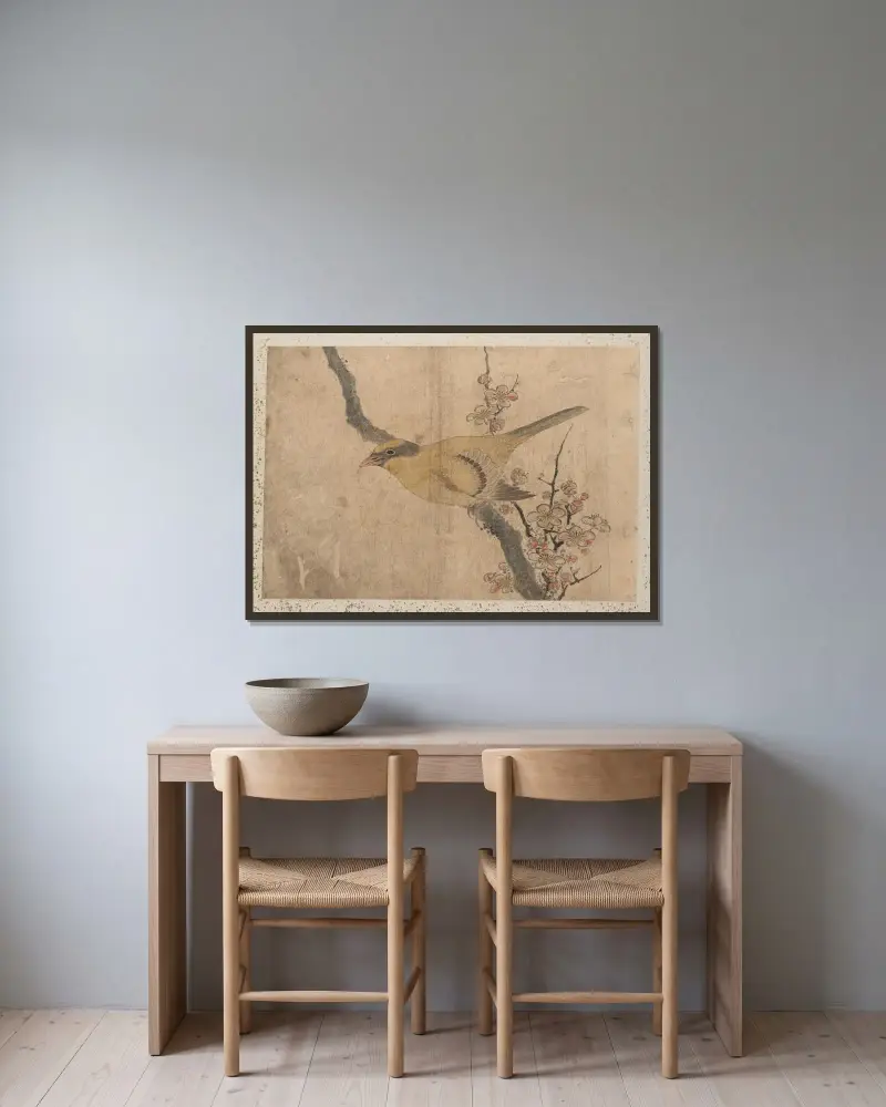 Skissalbum av Katsushika Hokusai och hans lärjungar, plansch 41 av Katsushika Hokusai inramad på en vägg
