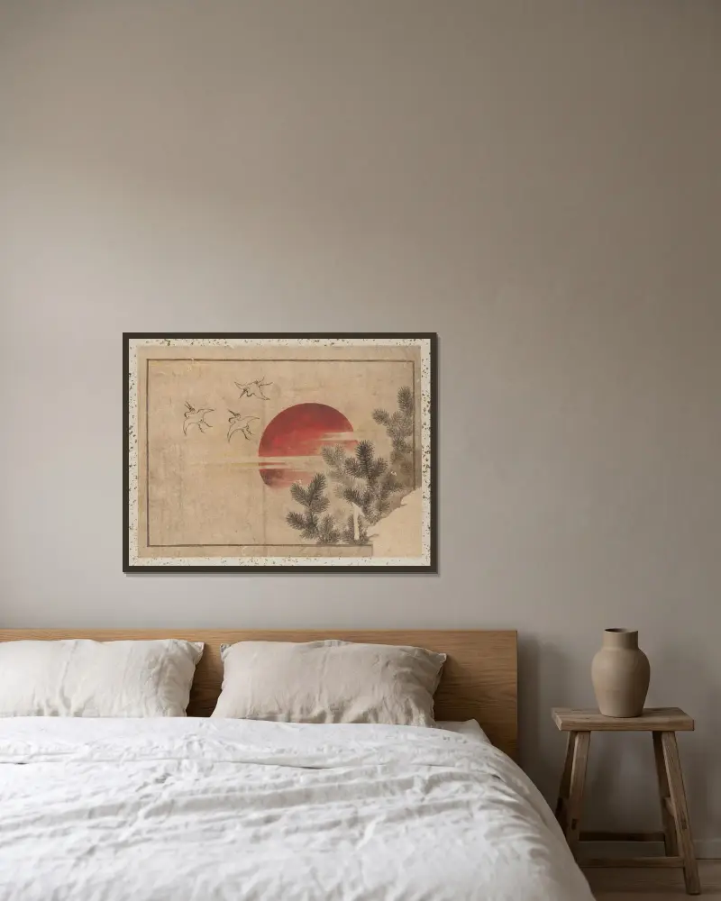 Skissalbum av Katsushika Hokusai och hans lärjungar, plansch 46 av Katsushika Hokusai inramad på en vägg
