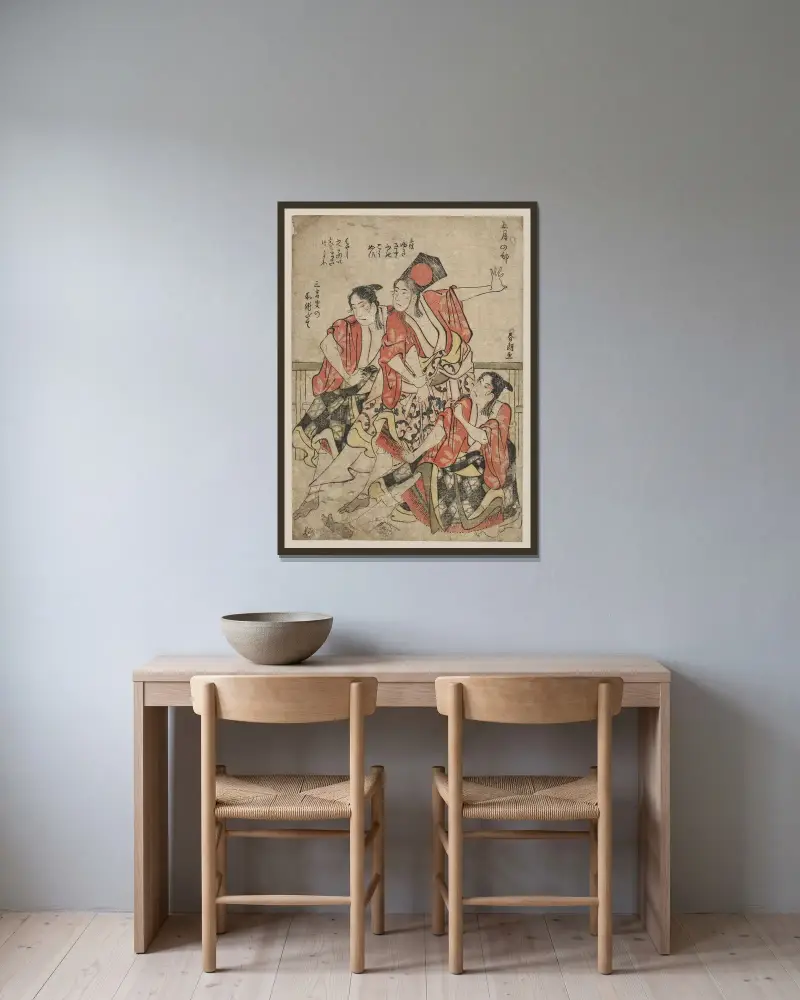 Maj av Katsushika Hokusai inramad på en vägg