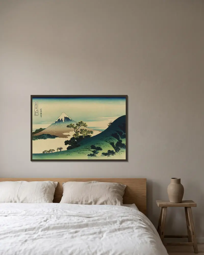 Kōshū inume-tōge von Katsushika Hokusai gerahmt an einer Wand