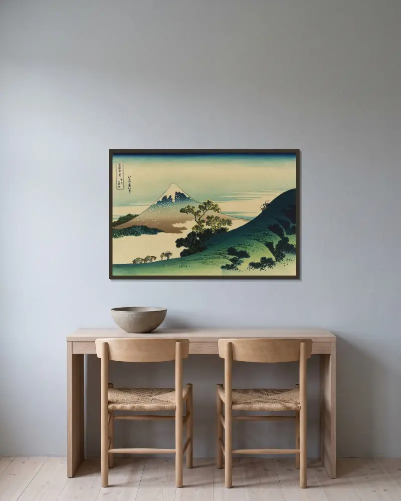 Kōshū inume-tōge von Katsushika Hokusai gerahmt an einer Wand