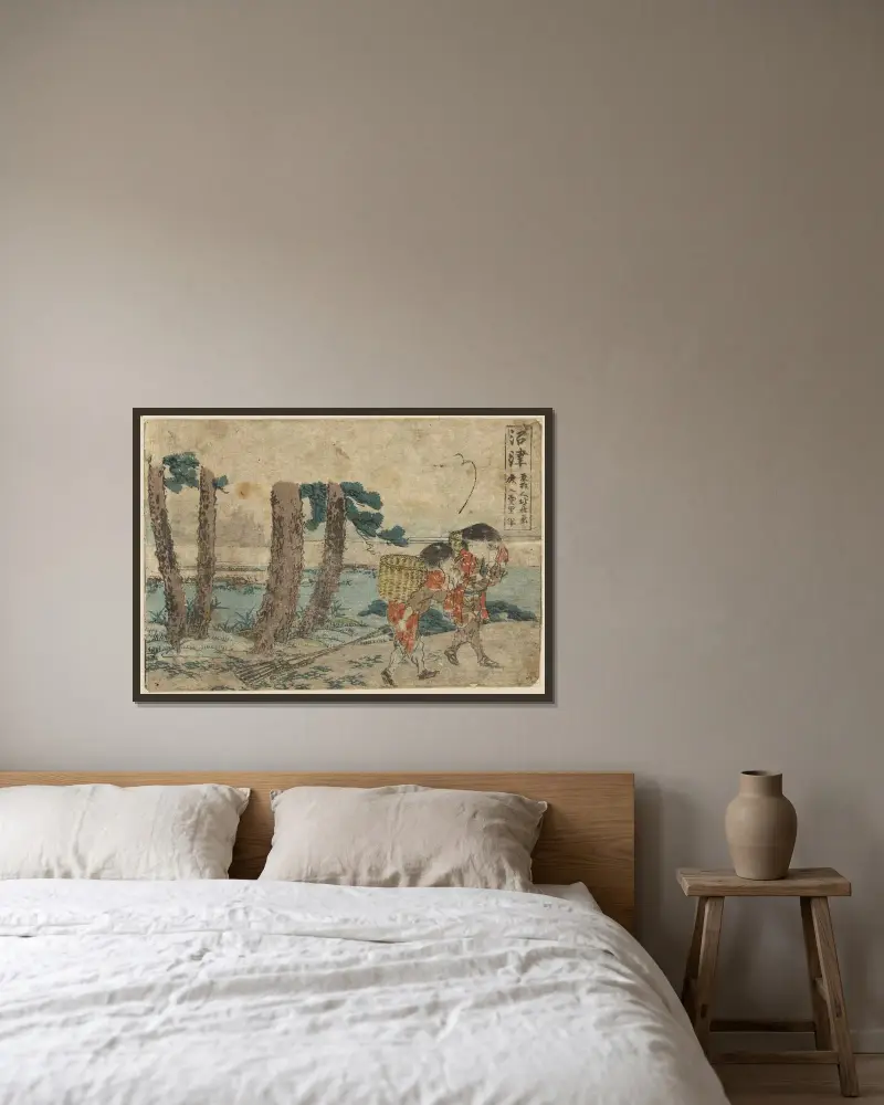 Numazu av Katsushika Hokusai inramad på en vägg