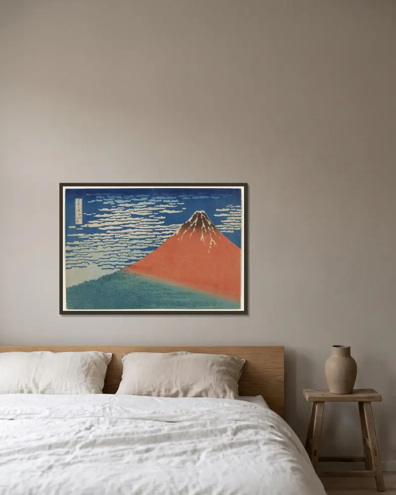 South Wind, Clear Weather av Katsushika Hokusai inramad på en vägg