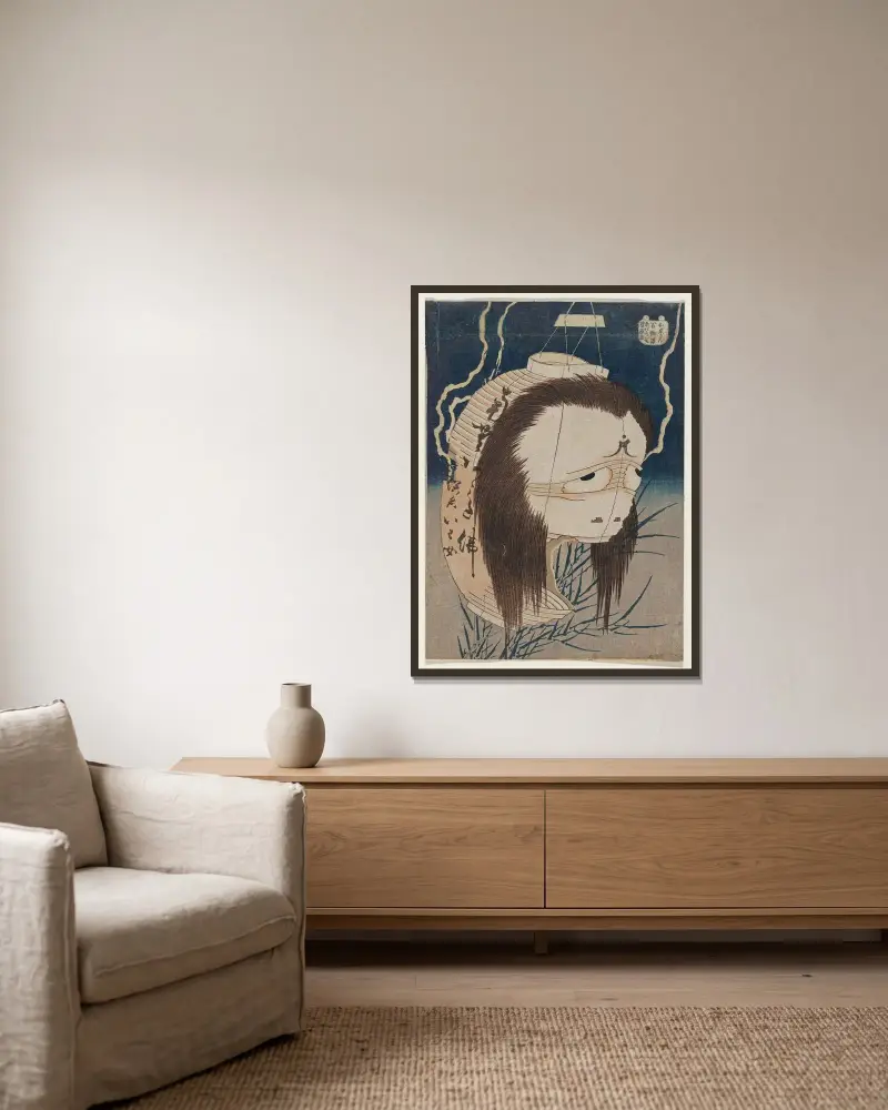 The Ghost of Oiwa av Katsushika Hokusai inramad på en vägg