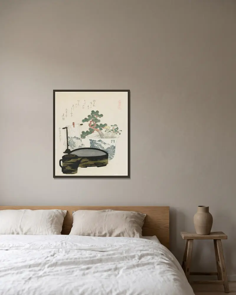 The Talisman av Katsushika Hokusai inramad på en vägg