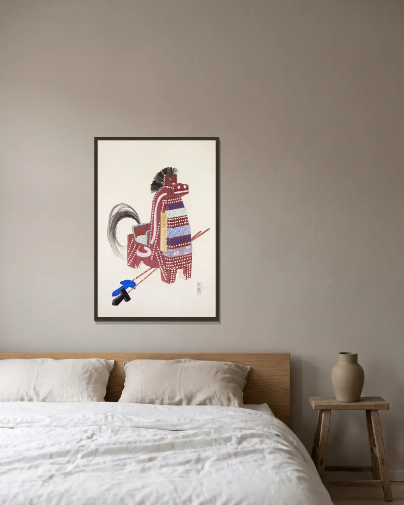 Kyosens samlade illustrationer av japanska leksaker, plansch 031 av Kawasaki Kyosen inramad på en vägg