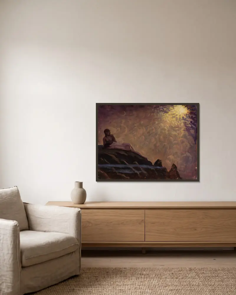 Fantastical composition av Kazimierz Stabrowski inramad på en vägg