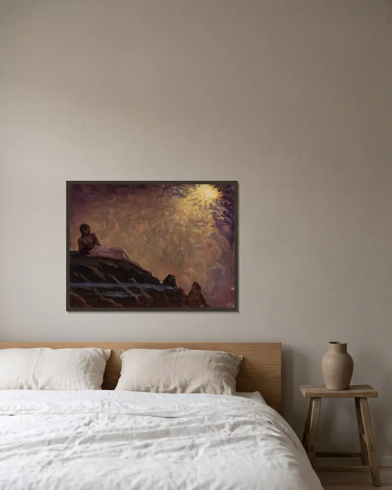 Fantastical composition av Kazimierz Stabrowski inramad på en vägg