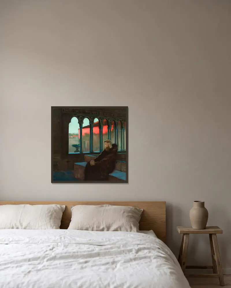 In monastic silence av Kazimierz Stabrowski inramad på en vägg