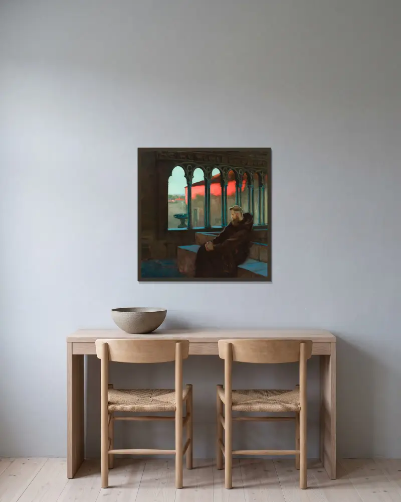 In monastic silence av Kazimierz Stabrowski inramad på en vägg