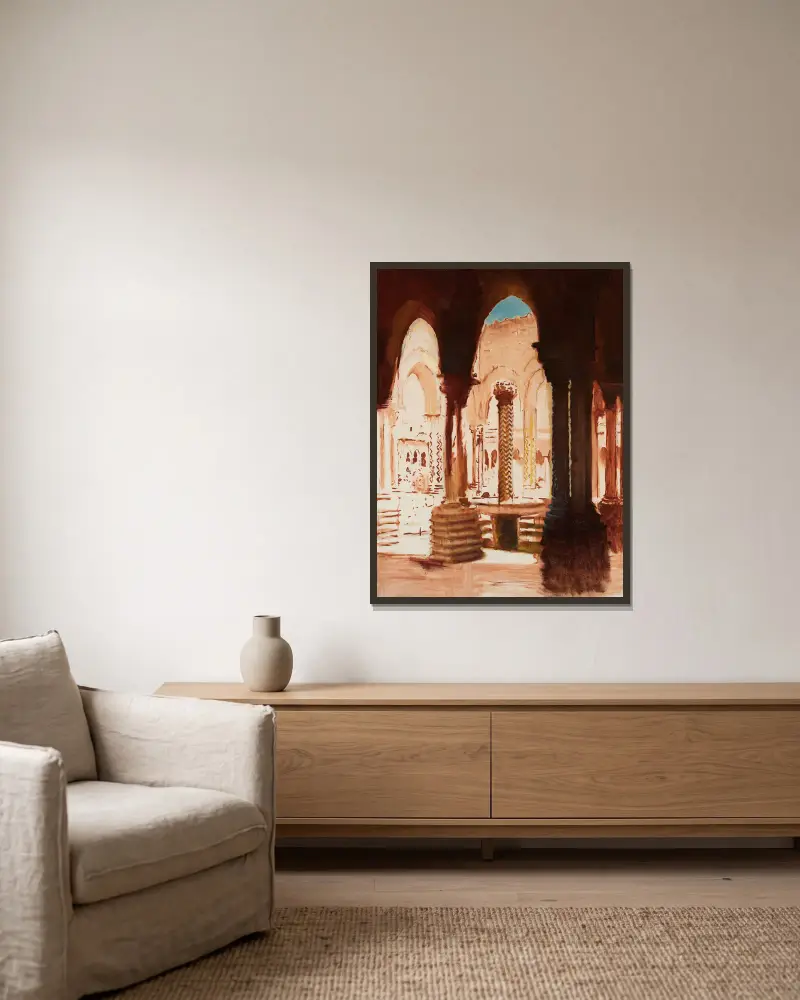 Klosterhof in Monreale–Palermo von Kazimierz Stabrowski gerahmt an einer Wand