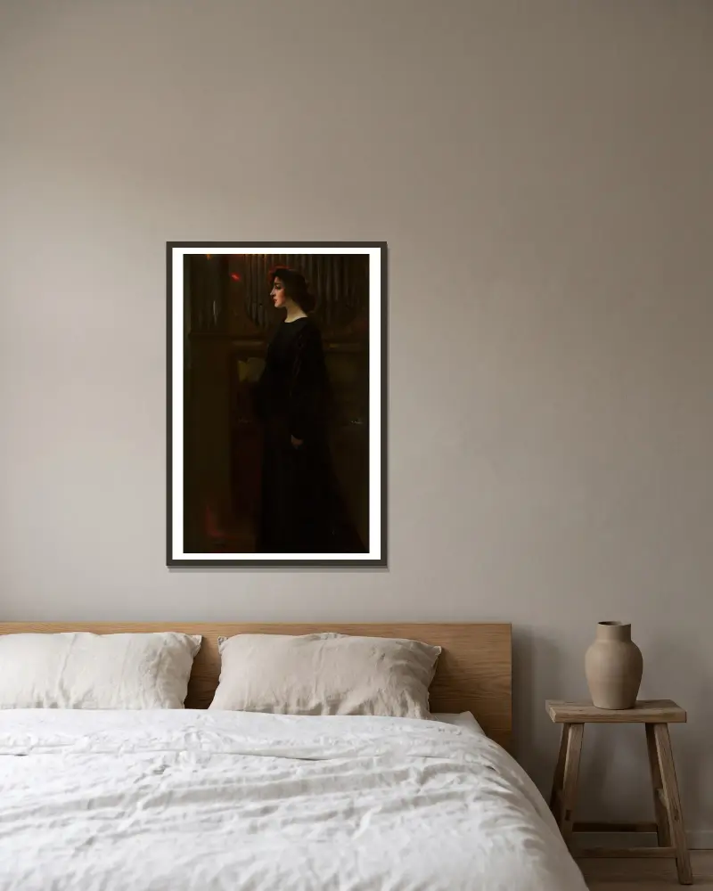 Porträt von Laura Pytlińska von Kazimierz Stabrowski gerahmt an einer Wand