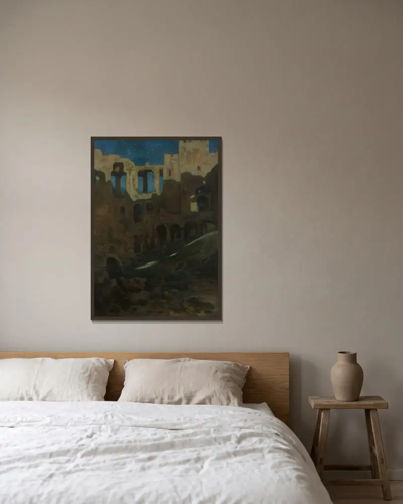 Ruinen des Schlosses Krzyżtopór in Ujazd von Kazimierz Stabrowski gerahmt an einer Wand