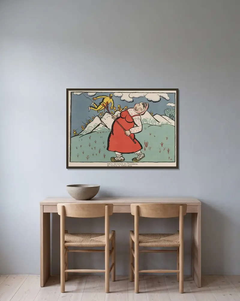 Ein Österreicher fuhr nach Radziwill und landete direkt auf der Heugabel einer Bäuerin von Kazimir Malevich gerahmt an einer Wand