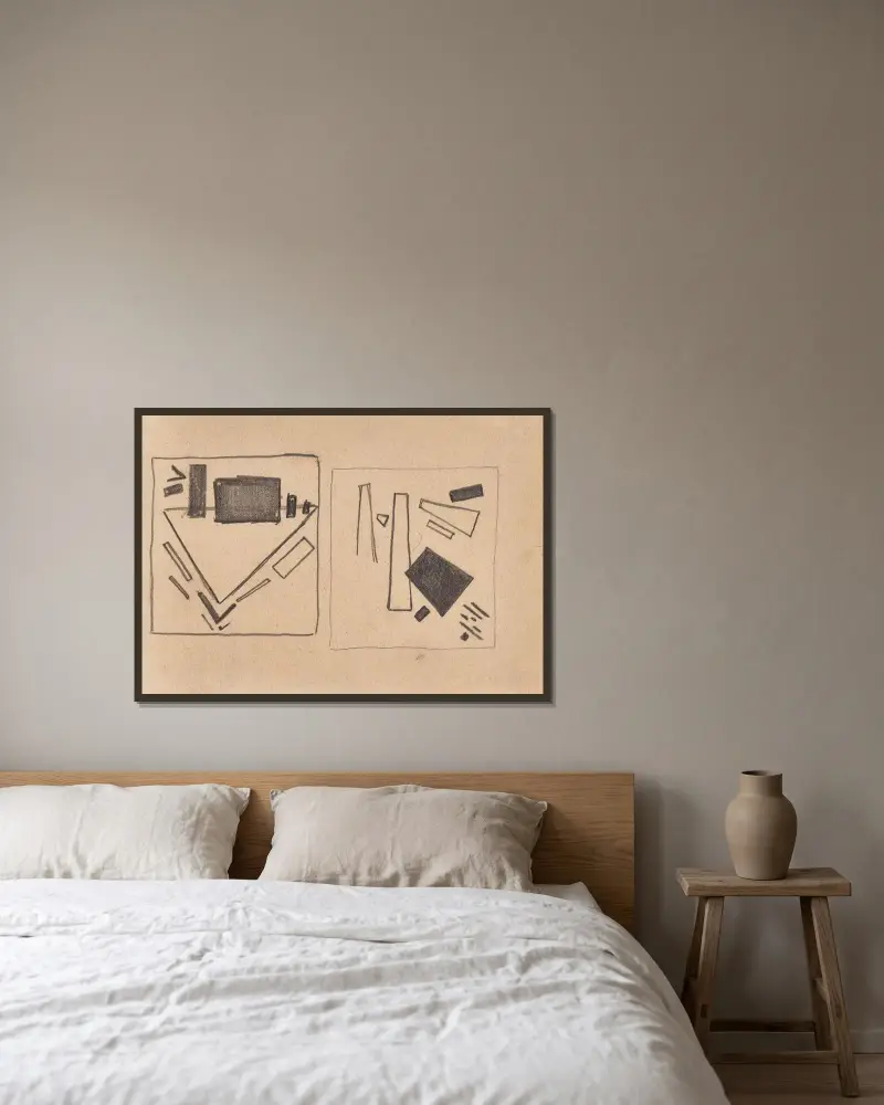 Compositions 11 R von Kazimir Malevich gerahmt an einer Wand