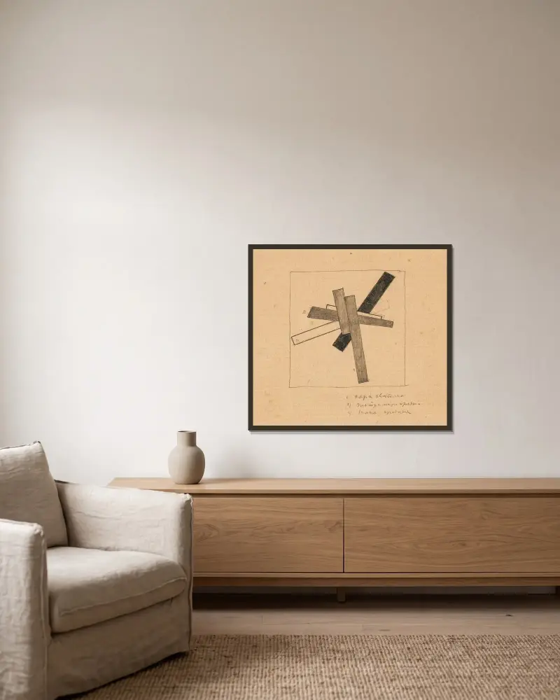Magnetische Konstruktion von Kazimir Malevich gerahmt an einer Wand
