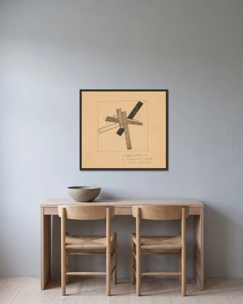 Magnetische Konstruktion von Kazimir Malevich gerahmt an einer Wand
