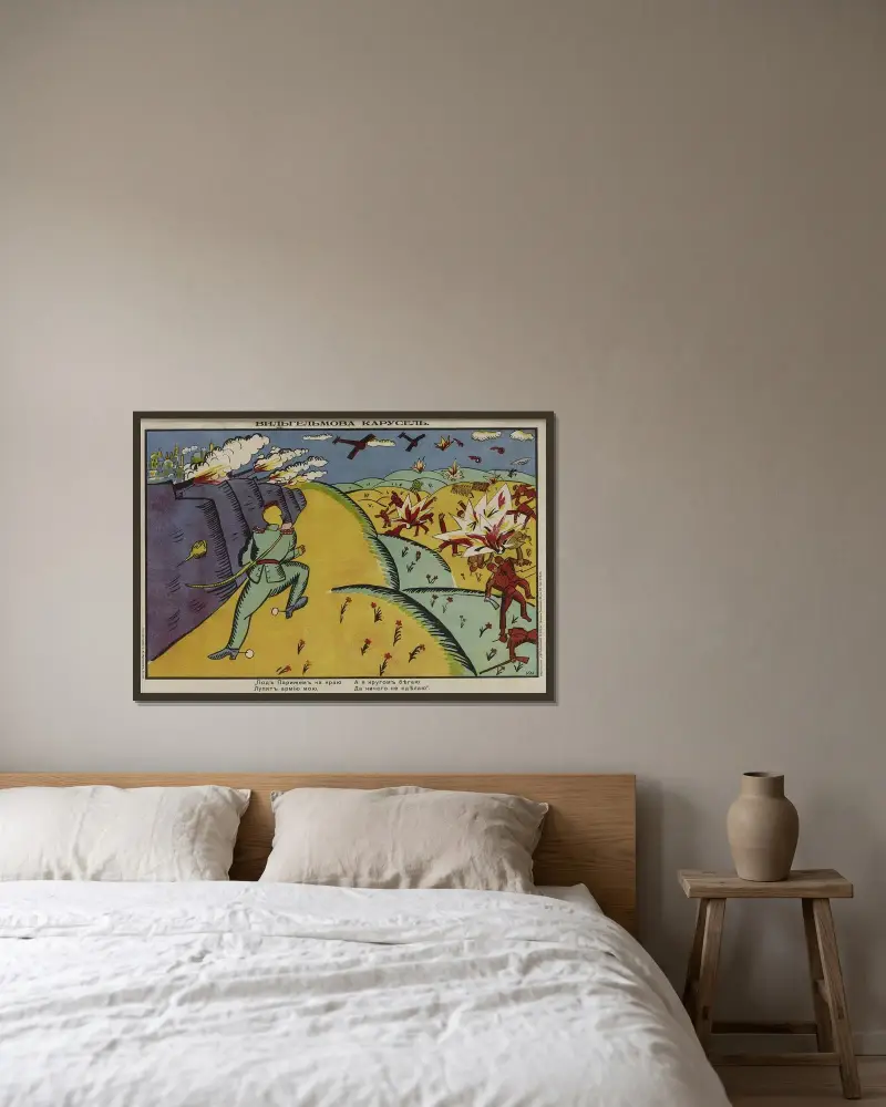 Am Stadtrand von Paris wird meine Armee geschlagen. Ich renne nur herum und kann nichts tun von Kazimir Malevich gerahmt an einer Wand