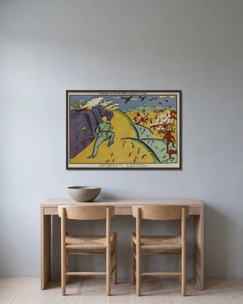 Am Stadtrand von Paris wird meine Armee geschlagen. Ich renne nur herum und kann nichts tun von Kazimir Malevich gerahmt an einer Wand