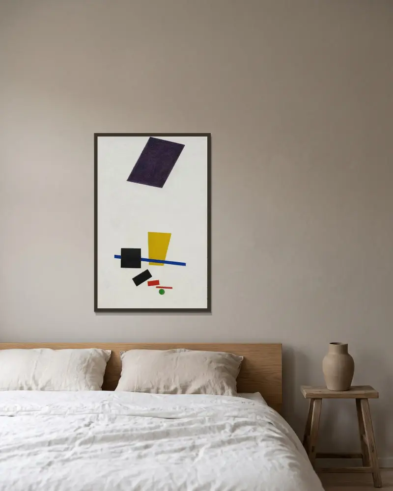 Painterly Realism of a Football Player – Color Masses in the 4th Dimension von Kazimir Malevich gerahmt an einer Wand