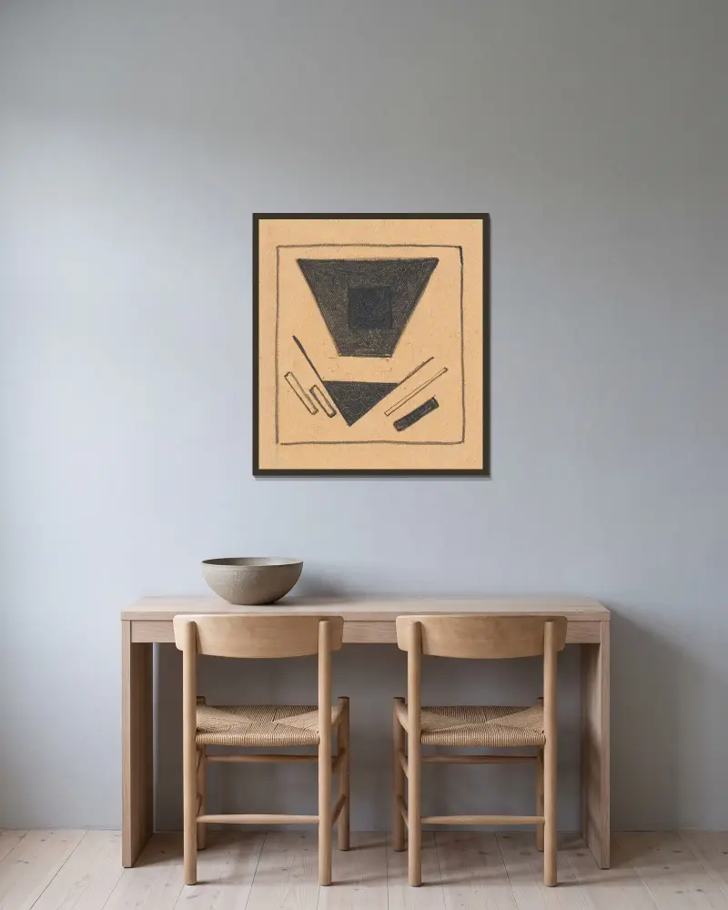 Suprematistische Komposition – projizierte Ebene von Kazimir Malevich gerahmt an einer Wand