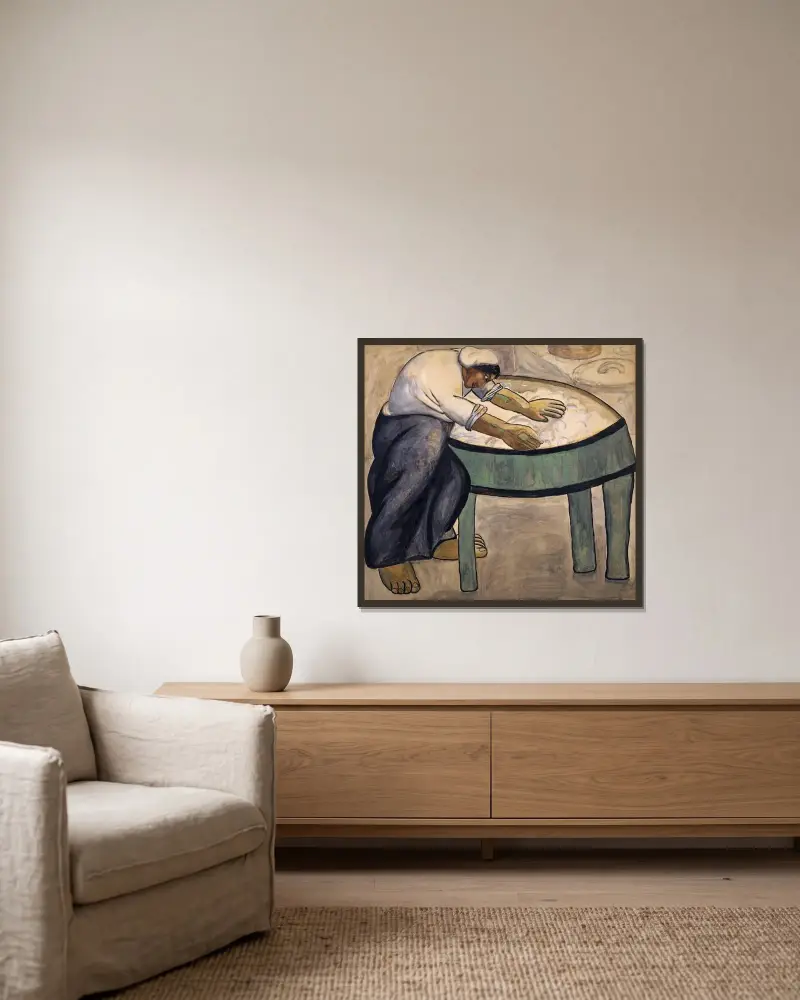 Die Wäscherin von Kazimir Malevich gerahmt an einer Wand