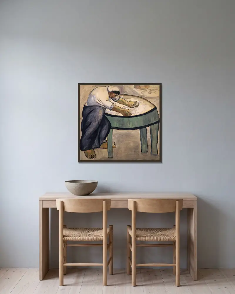 Die Wäscherin von Kazimir Malevich gerahmt an einer Wand