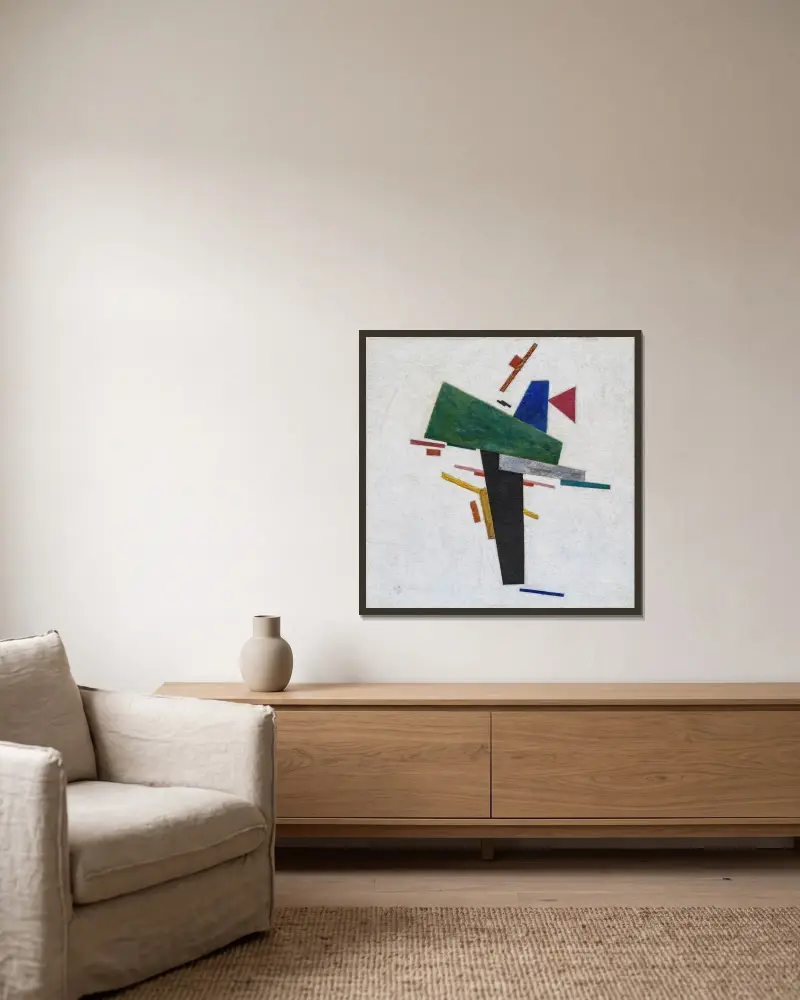 Ohne Titel von Kazimir Malevich gerahmt an einer Wand