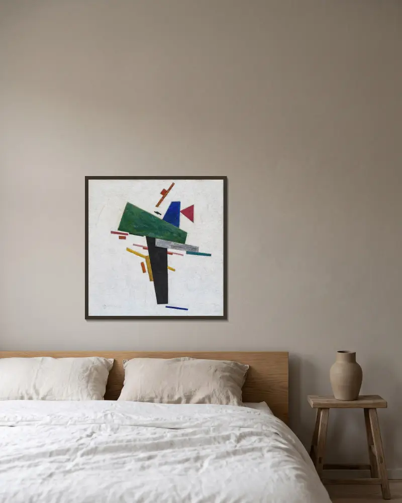 Ohne Titel von Kazimir Malevich gerahmt an einer Wand