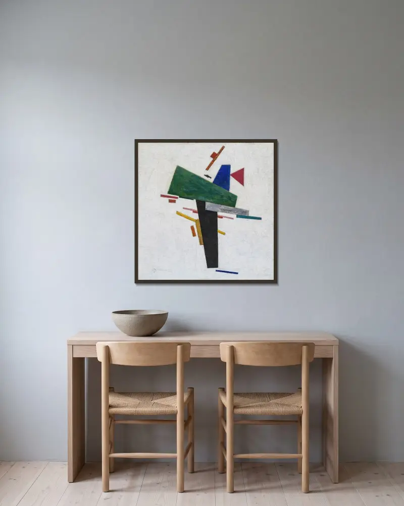 Ohne Titel von Kazimir Malevich gerahmt an einer Wand