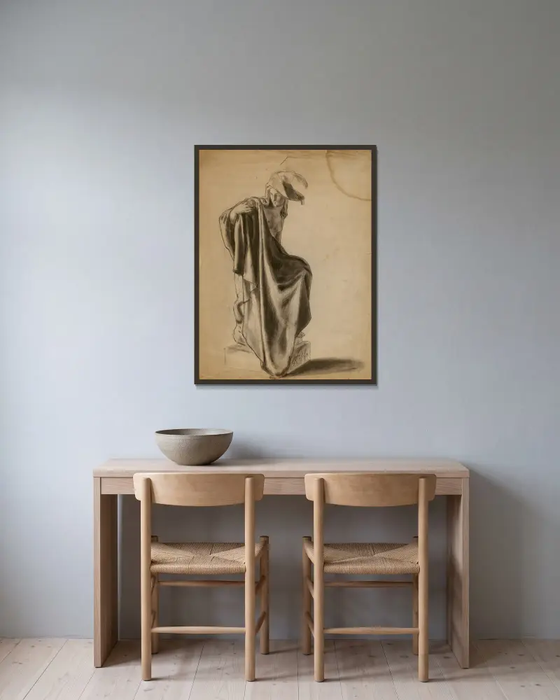 (Untitled) (Drapery Study), 1874 – nr 2 av Kenyon Cox inramad på en vägg