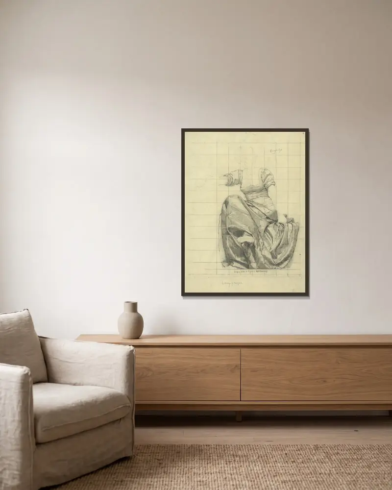 Gewandstudie für die Figur der Astronomie von Kenyon Cox gerahmt an einer Wand
