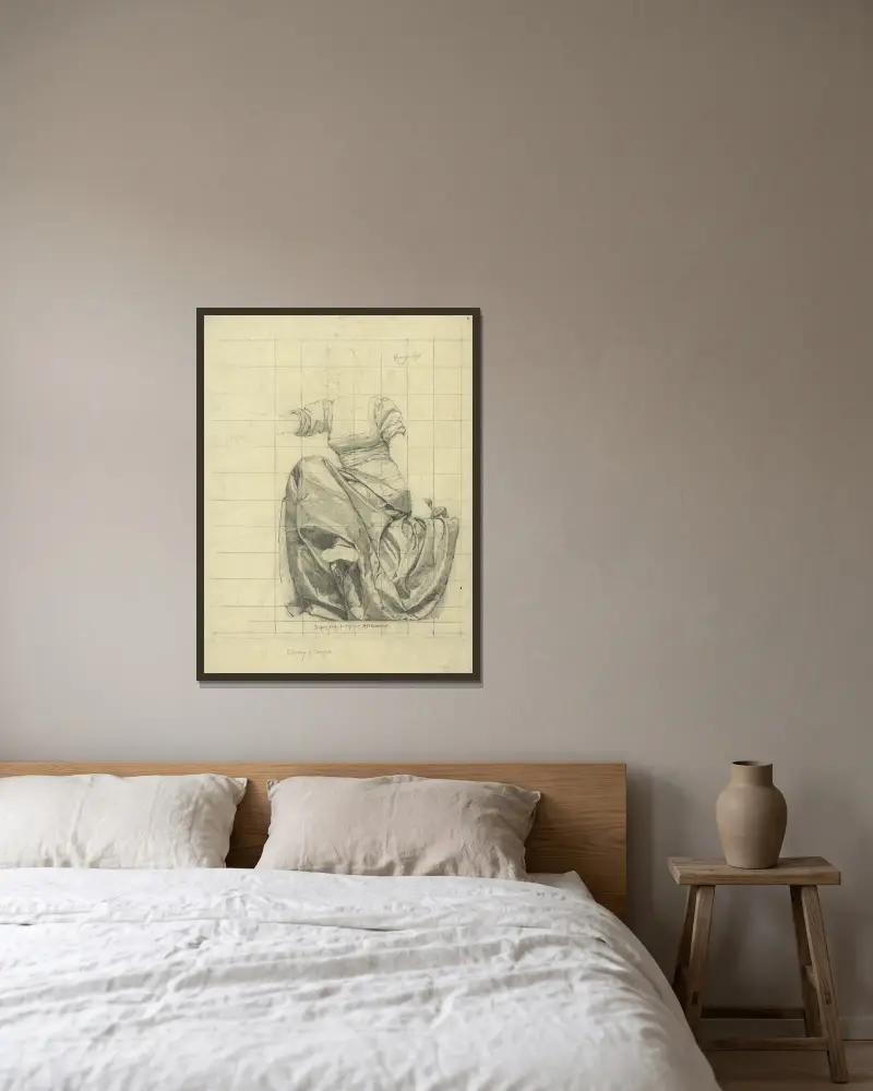 Gewandstudie für die Figur der Astronomie von Kenyon Cox gerahmt an einer Wand