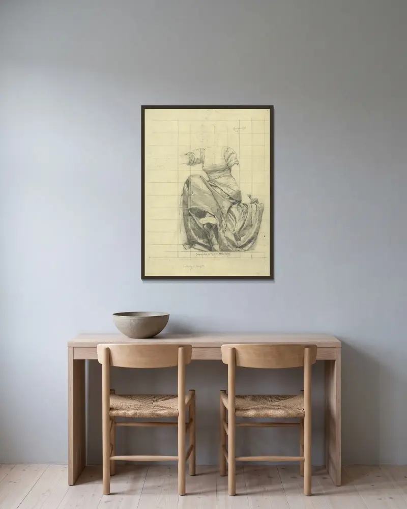 Gewandstudie für die Figur der Astronomie von Kenyon Cox gerahmt an einer Wand