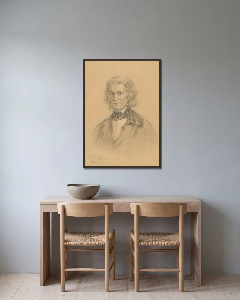 John Caldwell Calhoun av Miner Kilbourne Kellogg inramad på en vägg