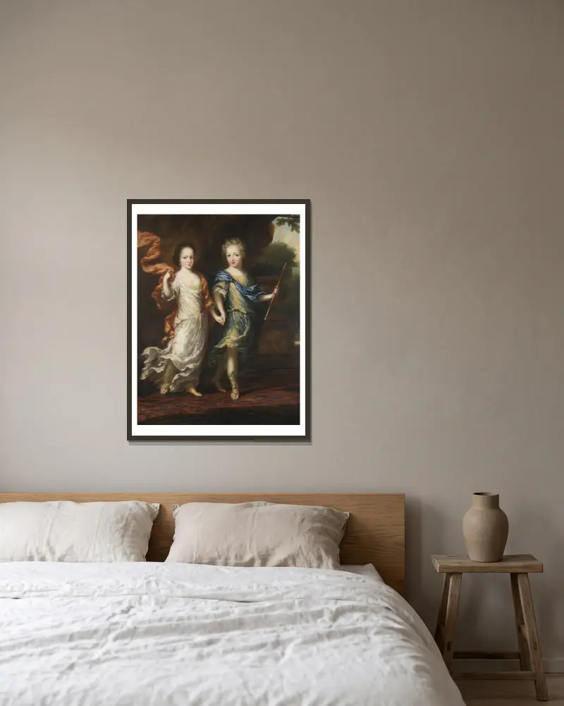 Karl XII., 1682–1718, König von Schweden und Hedvig Sofia, 1681–1708, Prinzessin von Schweden von David Klöcker Ehrenstrahl gerahmt an einer Wand