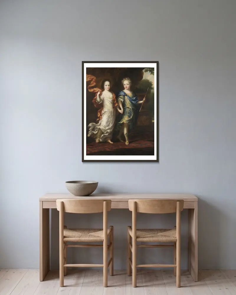 Karl XII., 1682–1718, König von Schweden und Hedvig Sofia, 1681–1708, Prinzessin von Schweden von David Klöcker Ehrenstrahl gerahmt an einer Wand