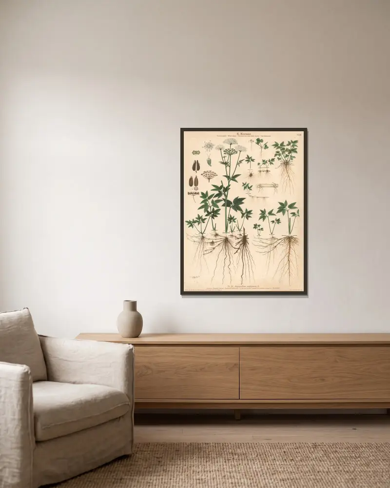 Giersch von Knut Quelprud gerahmt an einer Wand
