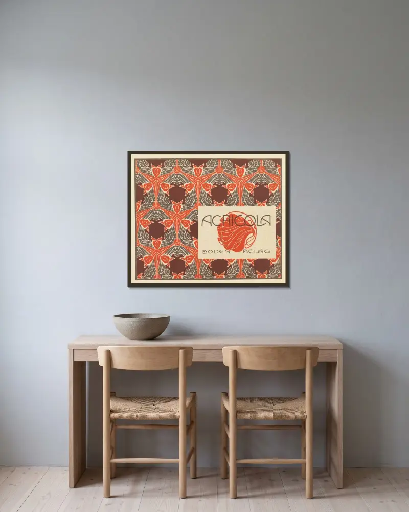 Acricola Bodenbelag (Acricola Floor Covering) av Koloman Moser inramad på en vägg