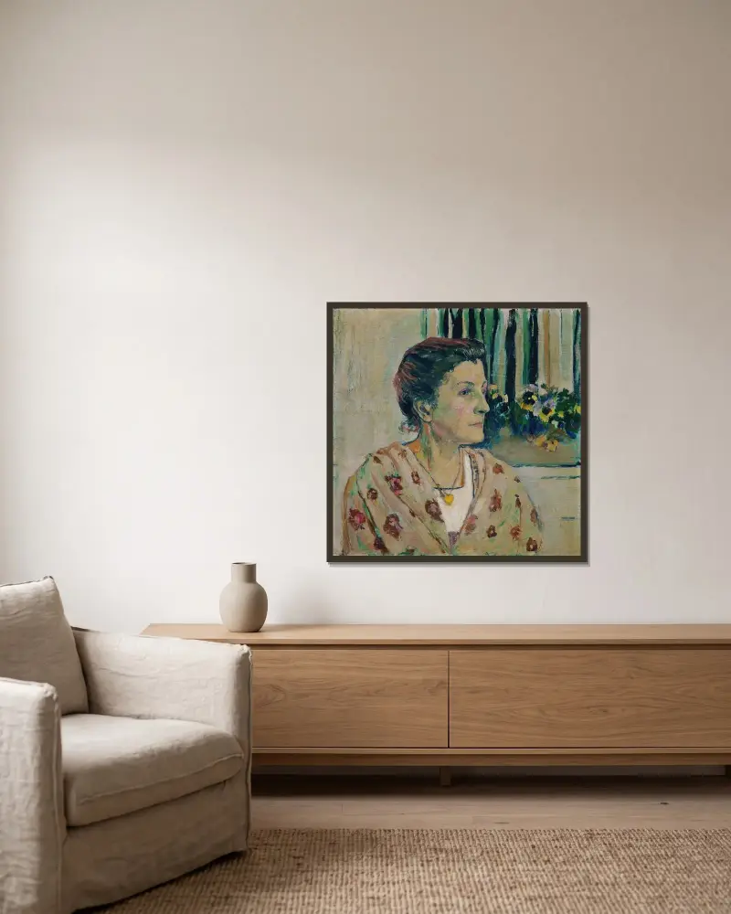 Charlotte Moser, Schwester des Künstlers av Koloman Moser inramad på en vägg
