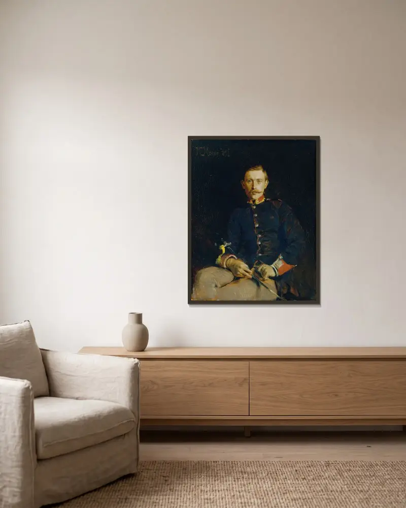 Franz Dangl i uniform av Koloman Moser inramad på en vägg