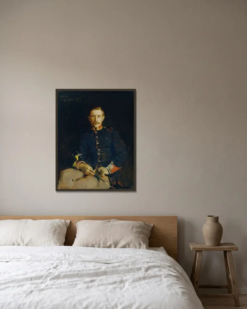 Franz Dangl i uniform av Koloman Moser inramad på en vägg