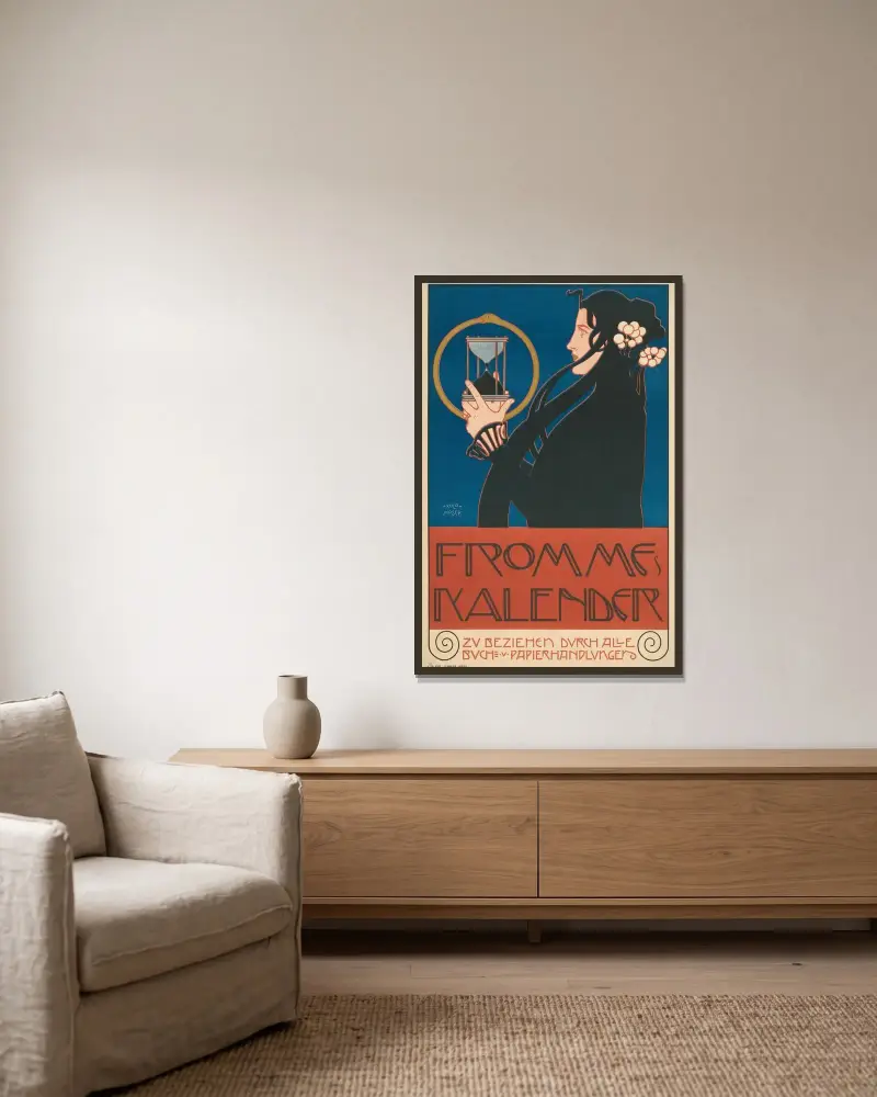 Frommes Kalender, 1899 – nr 2 av Koloman Moser inramad på en vägg