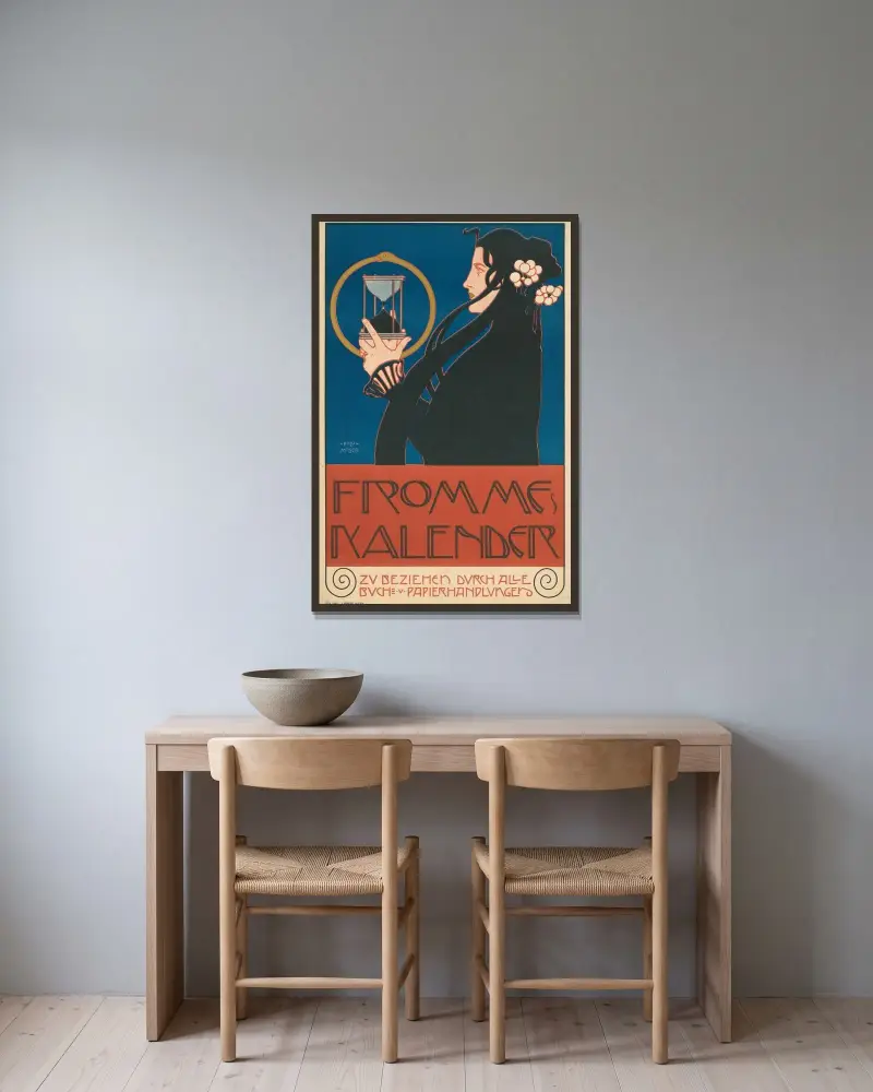 Frommes Kalender, 1899 – nr 2 av Koloman Moser inramad på en vägg