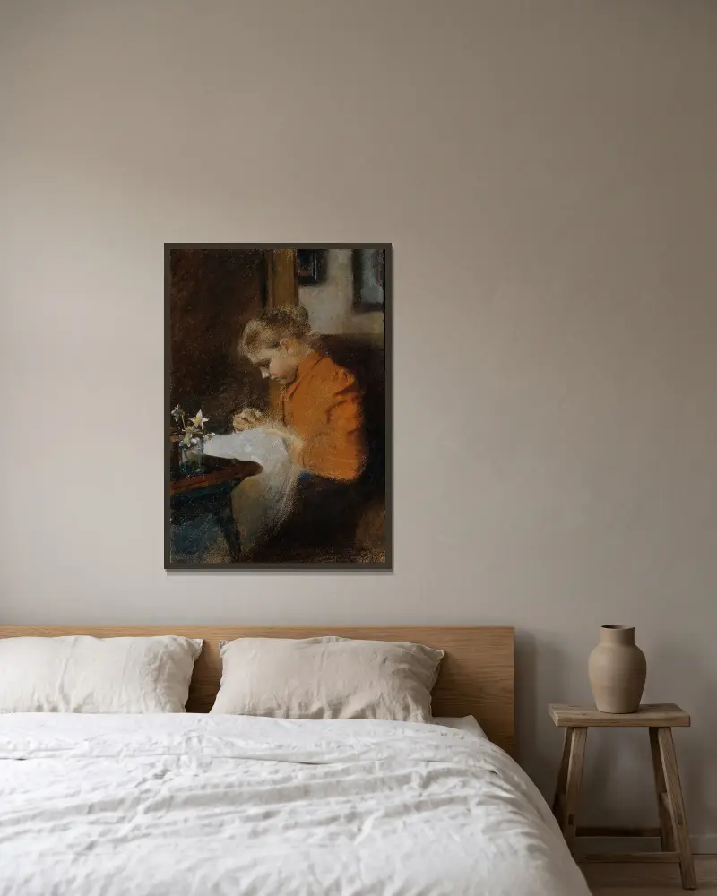 Leopoldine Steindl-Moser, konstnärens syster av Koloman Moser inramad på en vägg