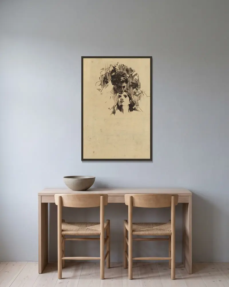Liebespaar von Koloman Moser gerahmt an einer Wand