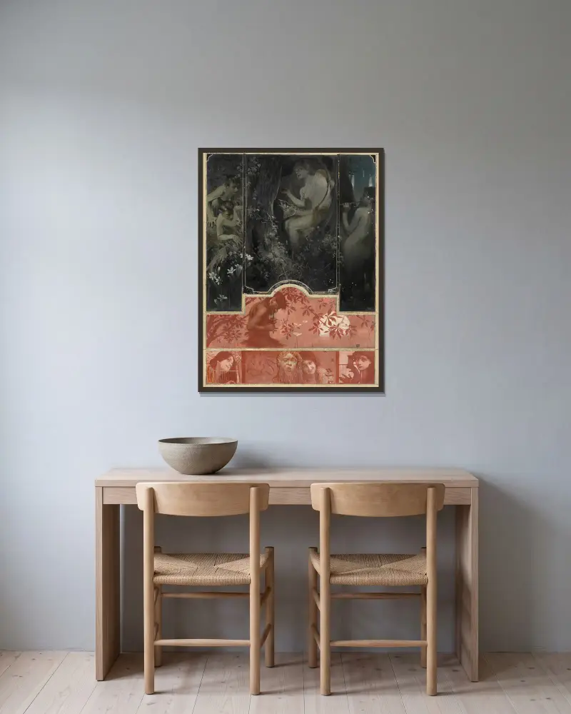 Musik av Koloman Moser inramad på en vägg